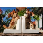 Ceramic dog book-ends